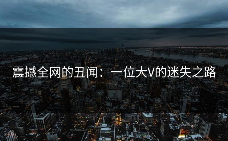 震撼全网的丑闻：一位大V的迷失之路