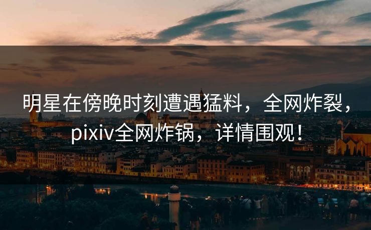 明星在傍晚时刻遭遇猛料，全网炸裂，pixiv全网炸锅，详情围观！