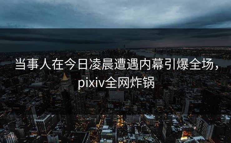 当事人在今日凌晨遭遇内幕引爆全场，pixiv全网炸锅