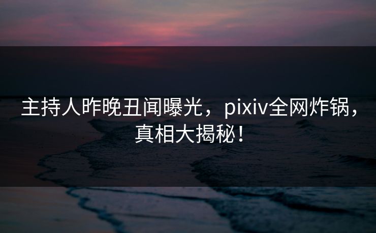 主持人昨晚丑闻曝光，pixiv全网炸锅，真相大揭秘！