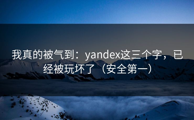 我真的被气到：yandex这三个字，已经被玩坏了（安全第一）